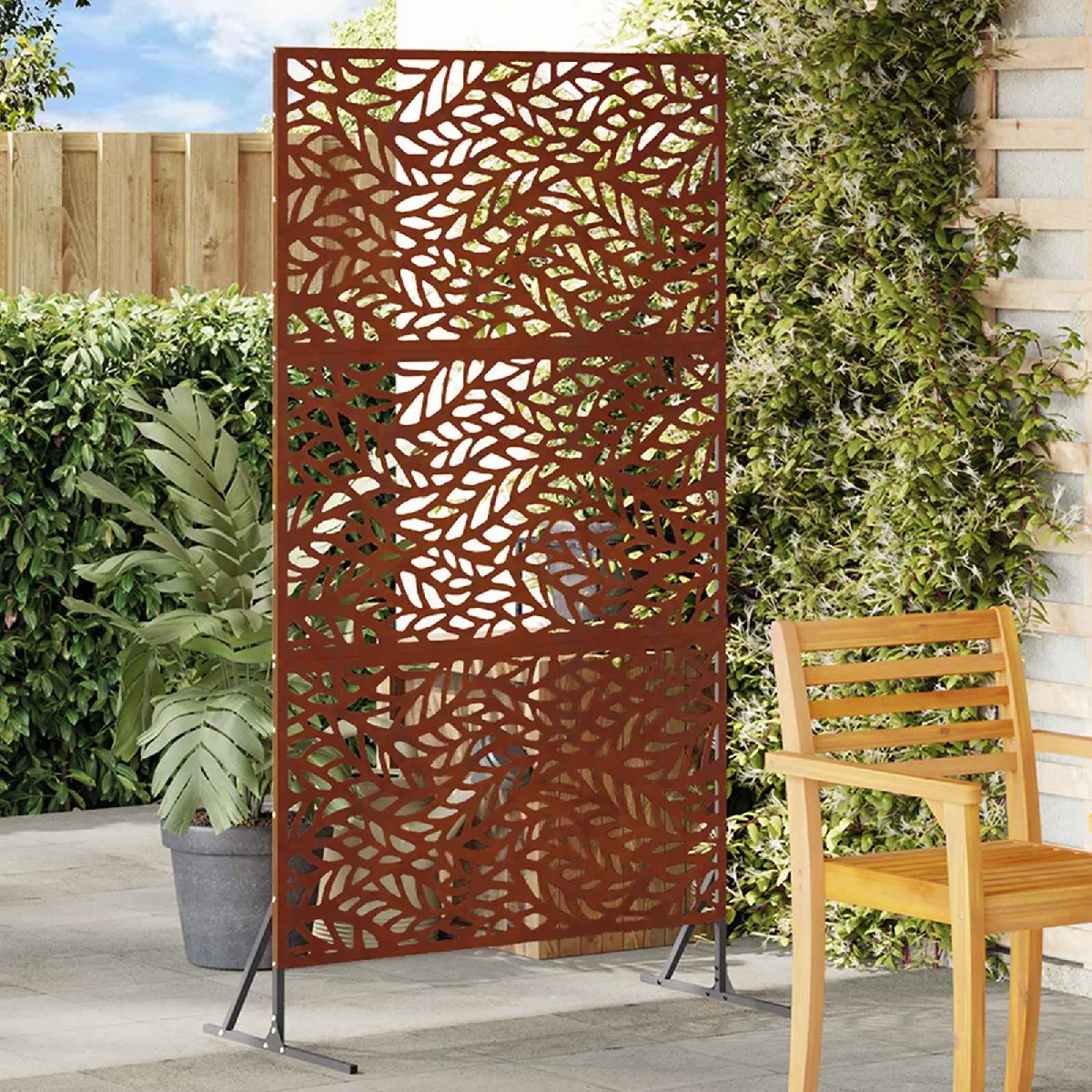 vidaXL Panneau de Clôture en Acier Corten Acier corten Grand - vue 5