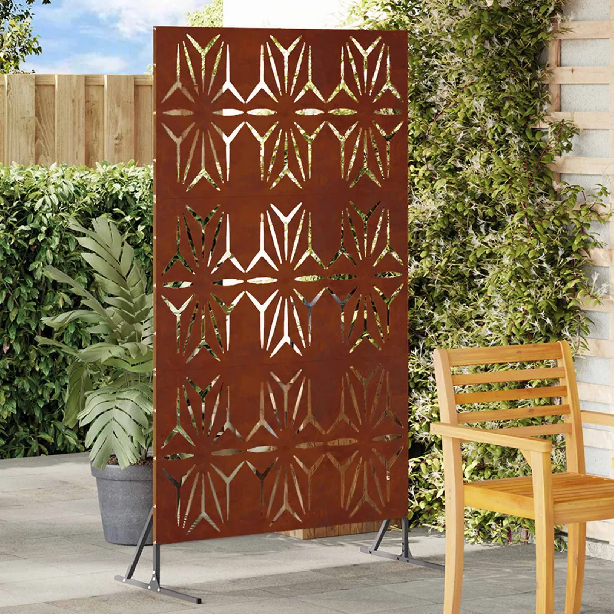 vidaXL Panneau de Clôture en Acier Corten Acier corten Grand - vue 3