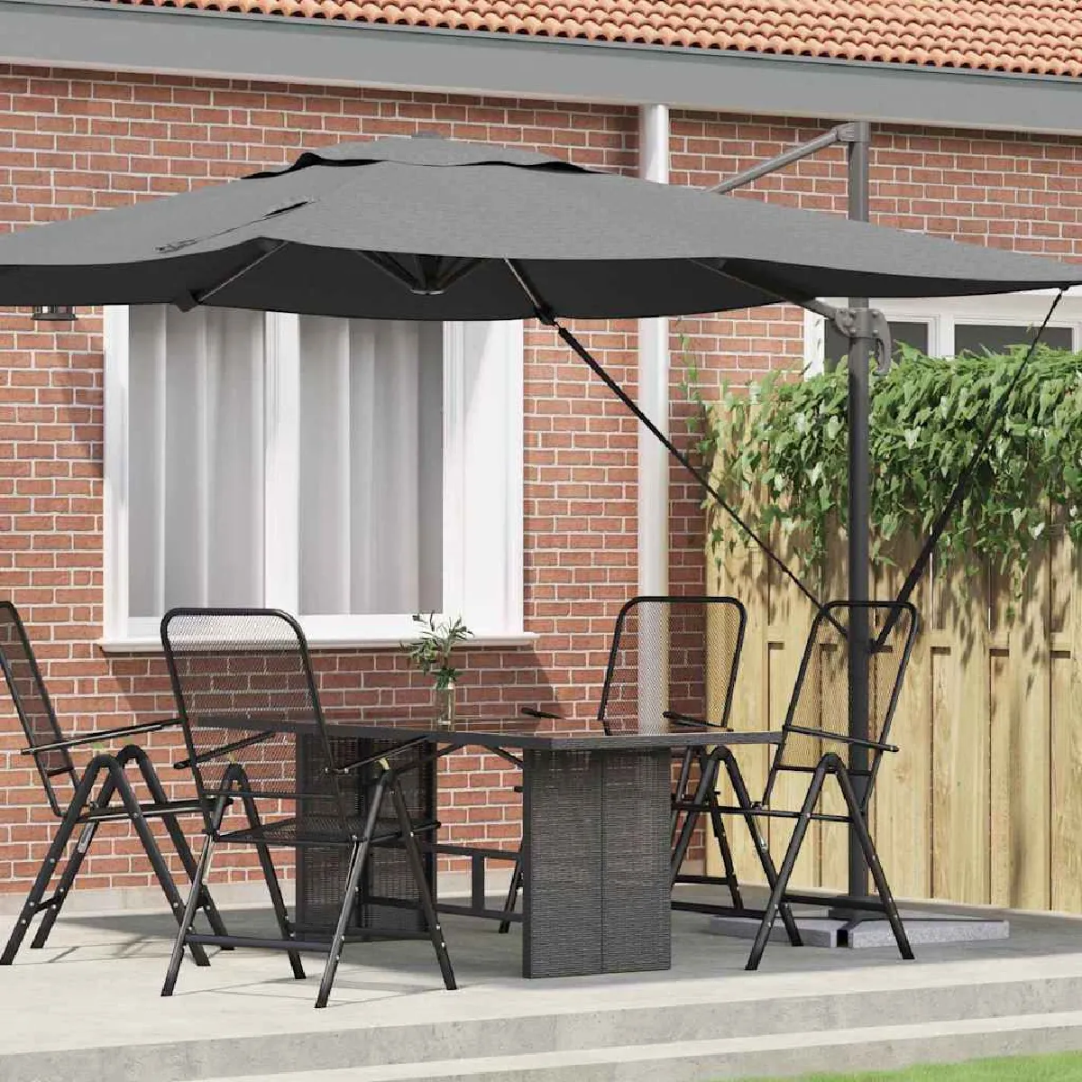 vidaXL Parasol de patio Sable Auvent en polyester 3m Hauteur réglable - vue 6