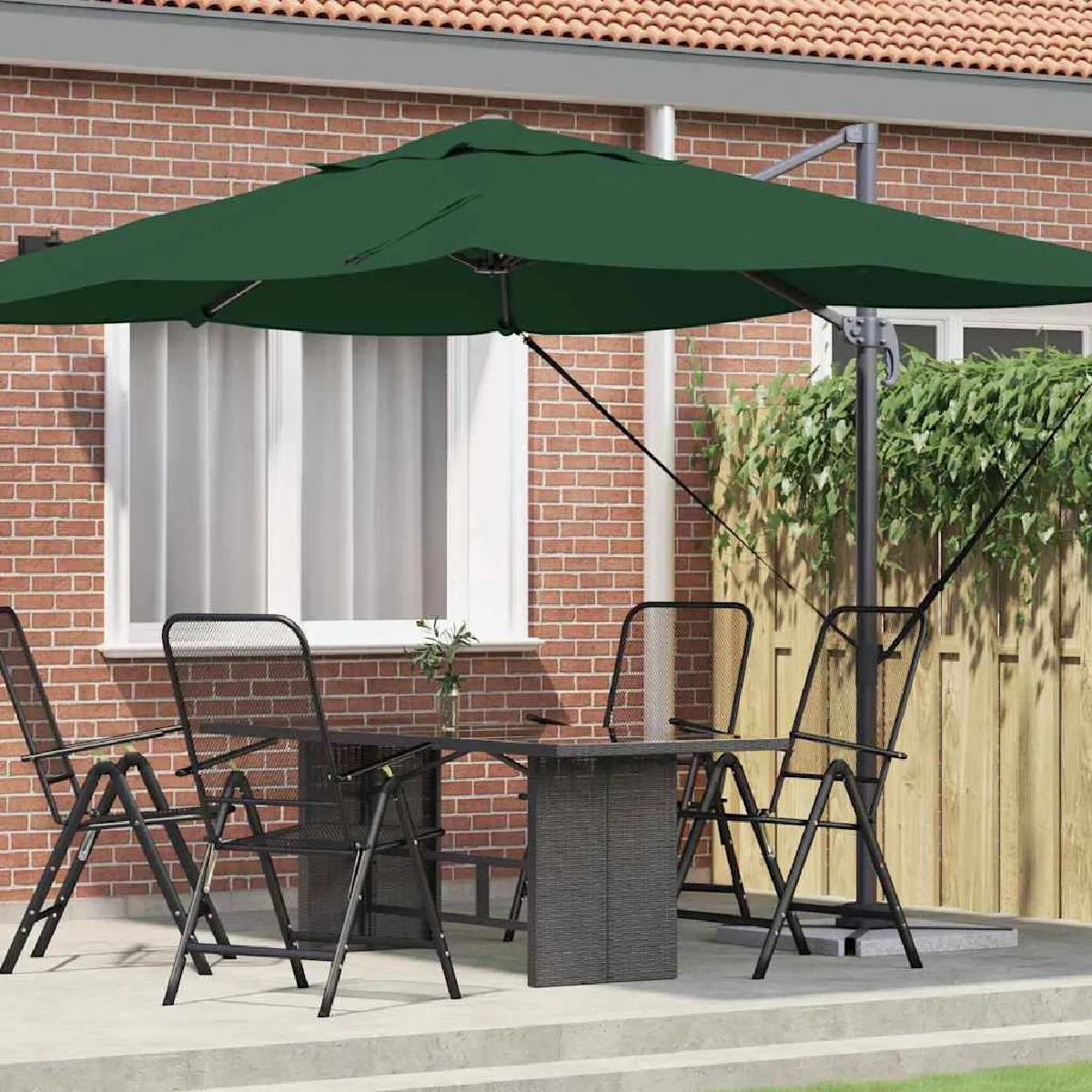 vidaXL Parasol Déporté Sable Polyester Grand Inclinable - vue 8