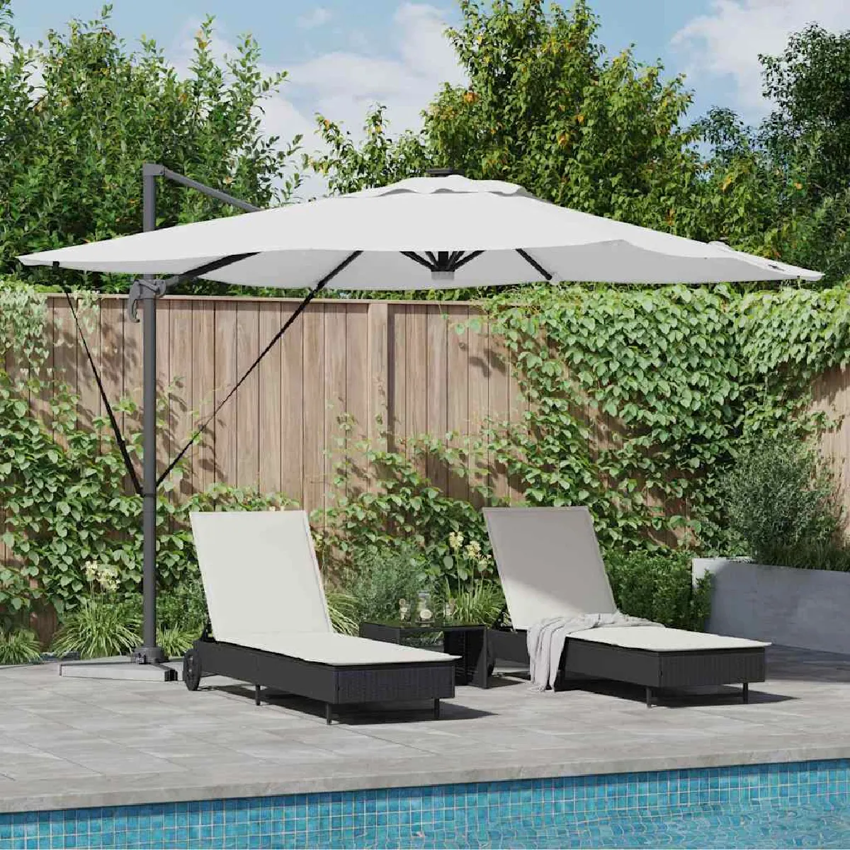 vidaXL Parasol Roma Beige 286 x 284 x 270 cm Aluminium et polyester