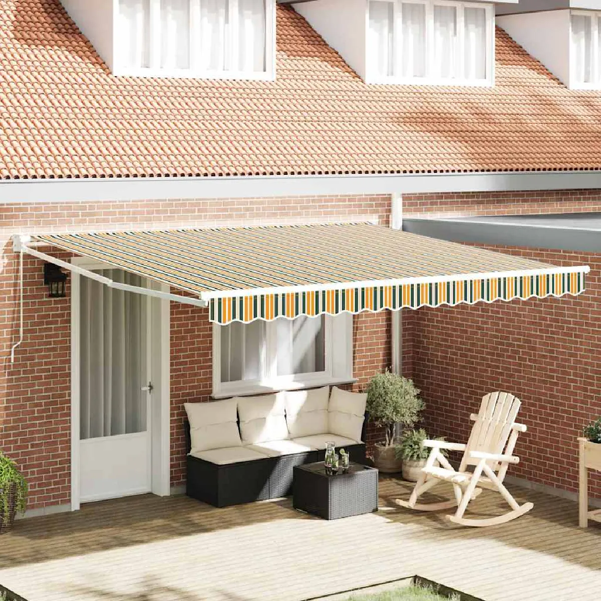 Vidaxl Auvent rétractable Multicolore 400 × 300 cm Tissu et Aluminium Multicolore - vue 3