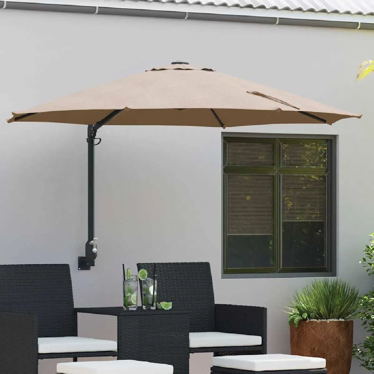 vidaXL Parasol de jardin Taupe 248 x 248 x 148 cm Polyester et Acier