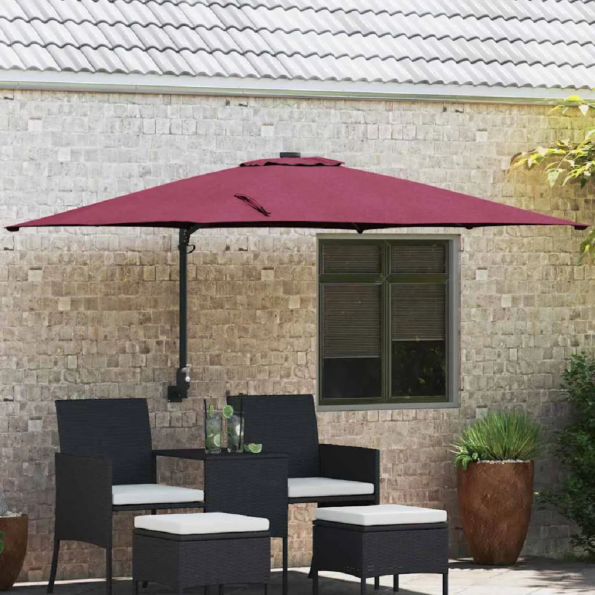 vidaXL Parasol de patio Polyester Grand Inclinable - vue 2