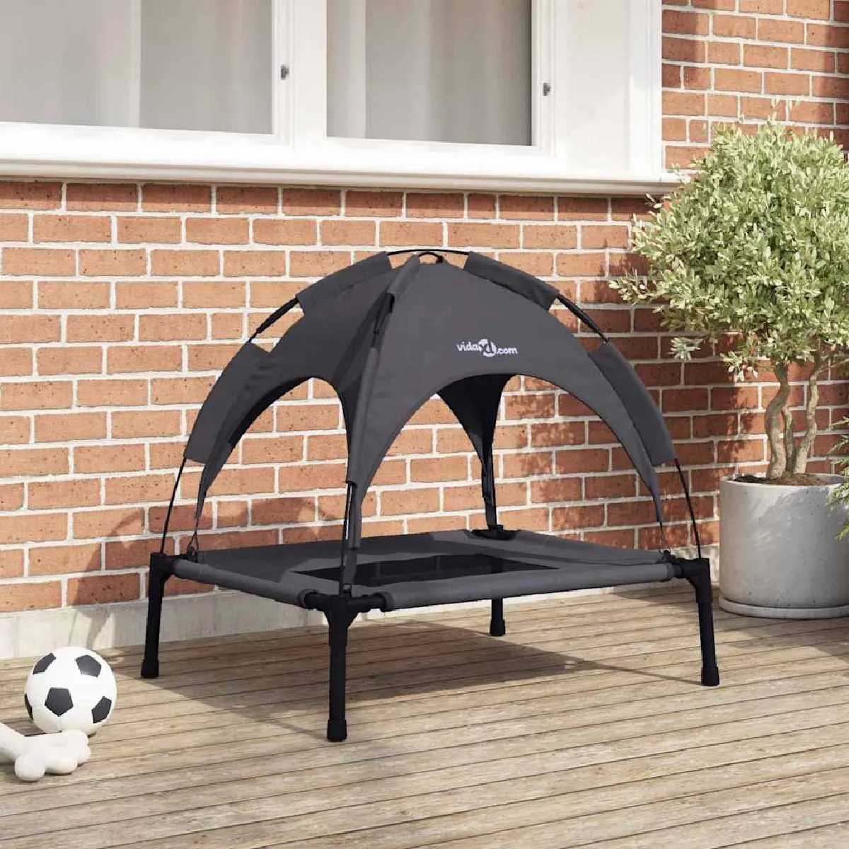 Comparer les prix de vidaXL Lit surélevé pour chien Noir Tissu polyester, cadre en métal