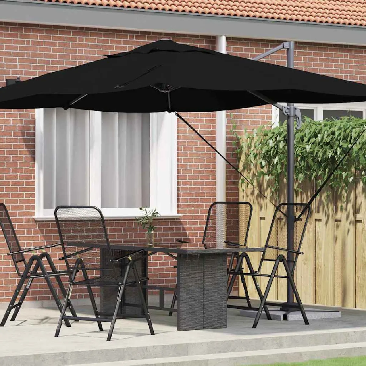 vidaXL Parasol Déporté Sable Polyester Grand Inclinable - vue 6