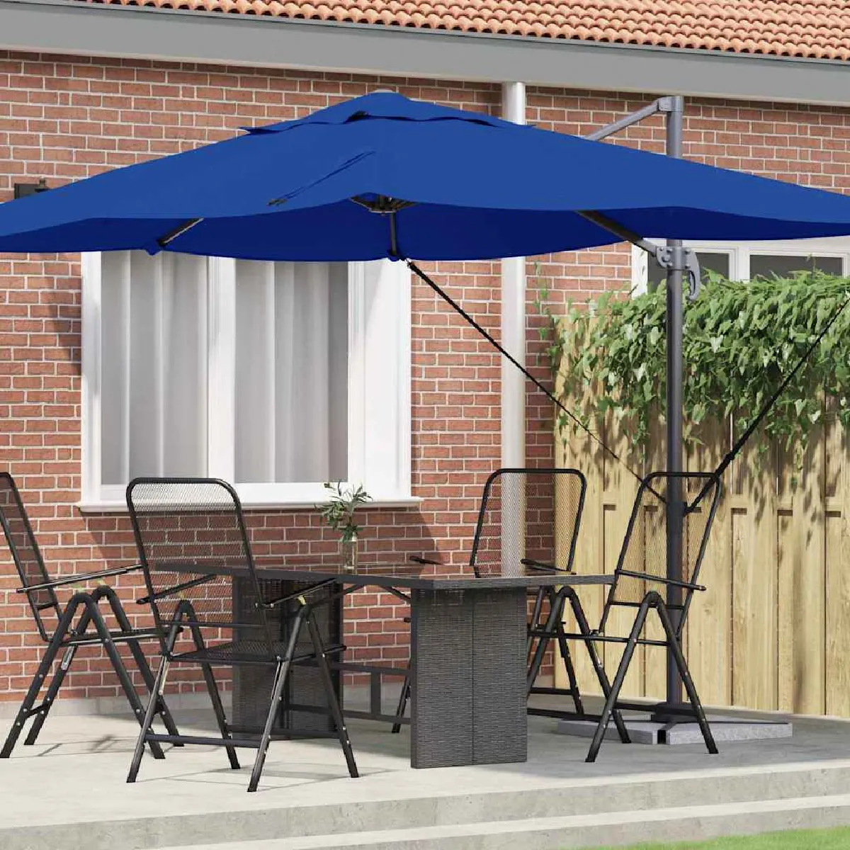 vidaXL Parasol Déporté Sable Polyester Grand Inclinable - vue 2