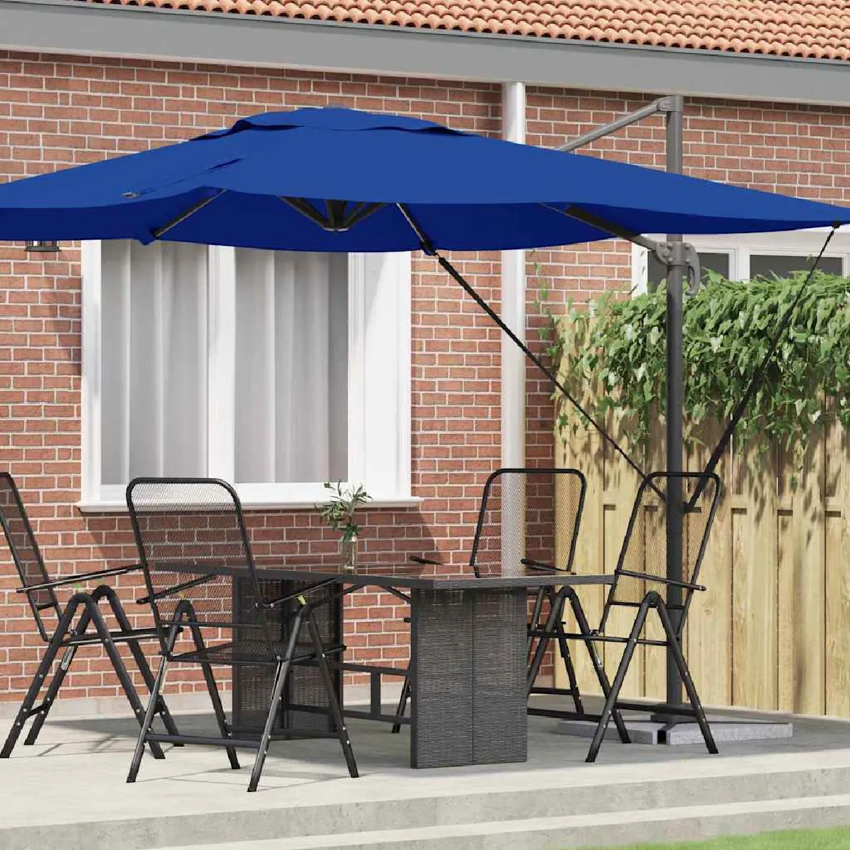 vidaXL Parasol de patio Sable Auvent en polyester 3m Hauteur réglable - vue 3