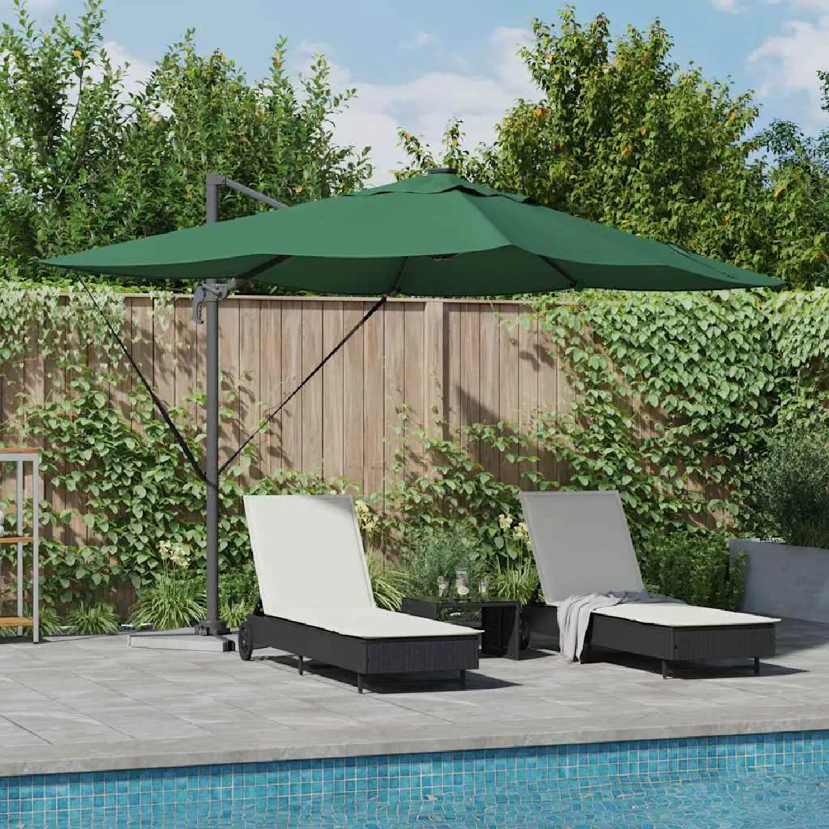 vidaXL Parasol Déporté Sable Polyester Grand Inclinable - vue 10