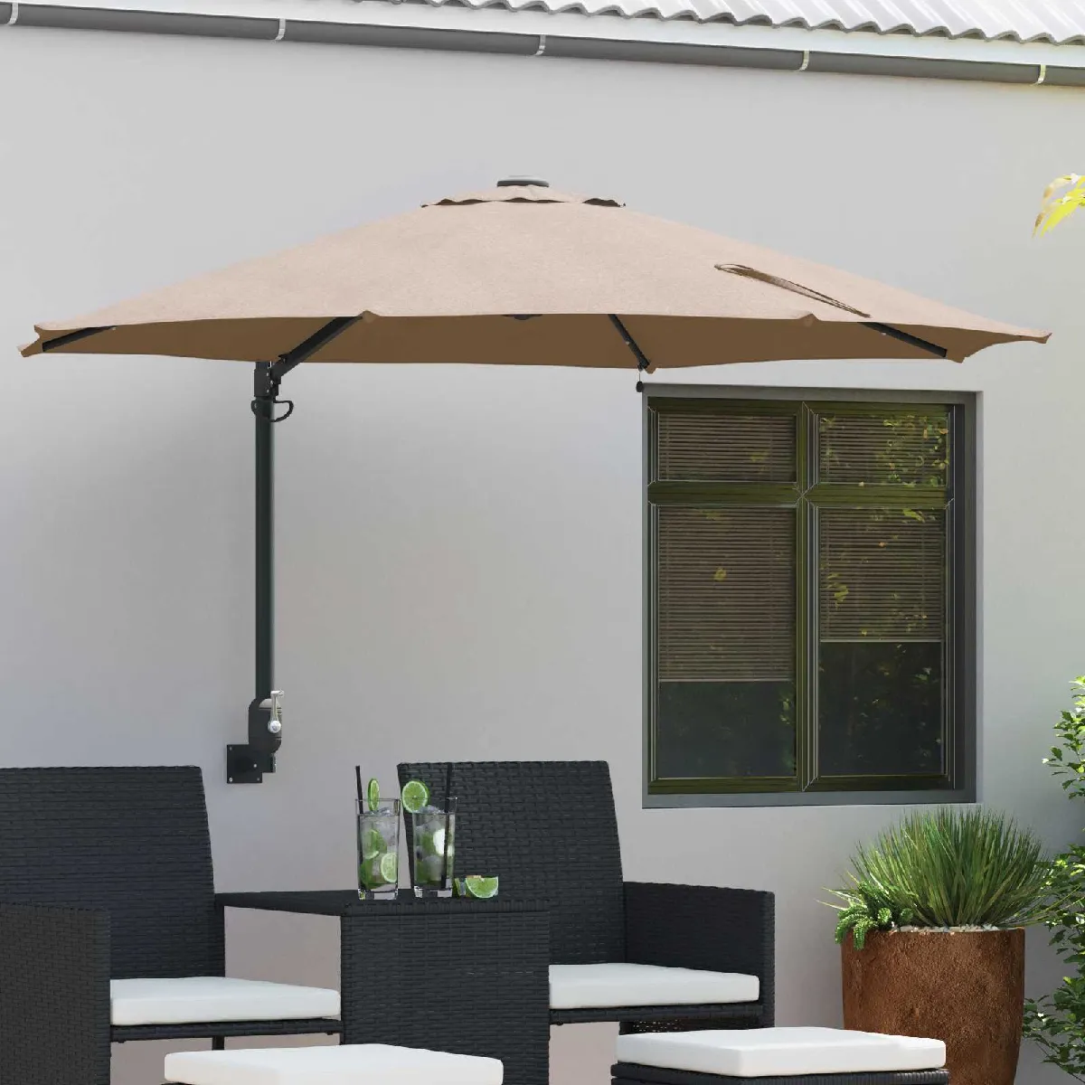 vidaXL Parasol de patio Polyester Grand Inclinable - vue 4
