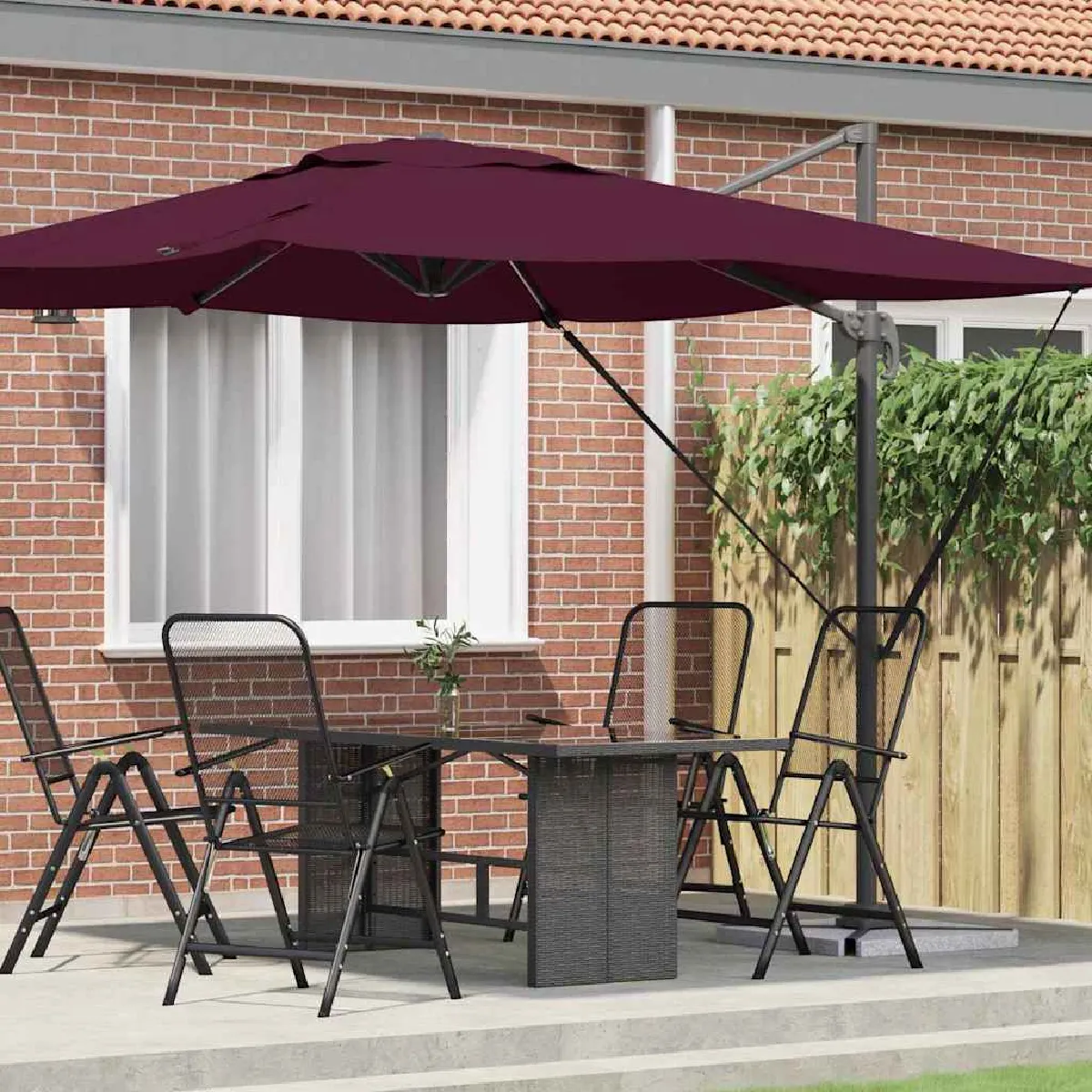 vidaXL Parasol de patio Sable Auvent en polyester 3m Hauteur réglable - vue 7