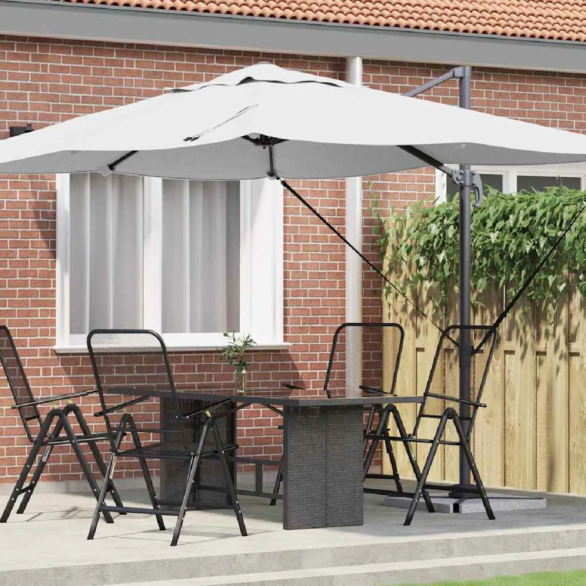 vidaXL Parasol Déporté Sable Polyester Grand Inclinable