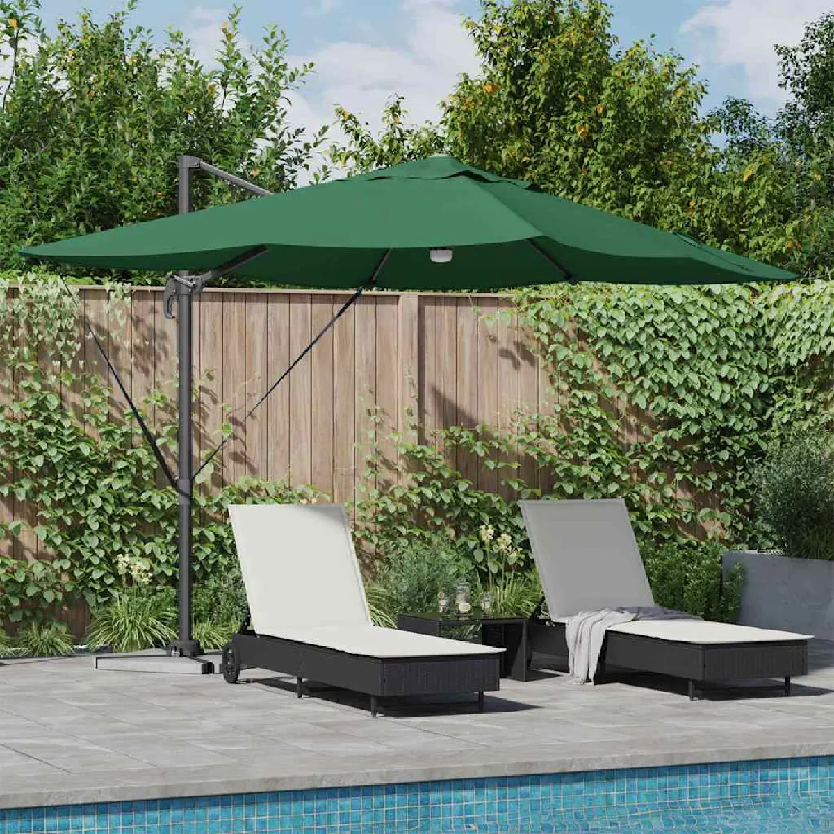 vidaXL Parasol Déporté Sable Polyester Grand Inclinable - vue 8