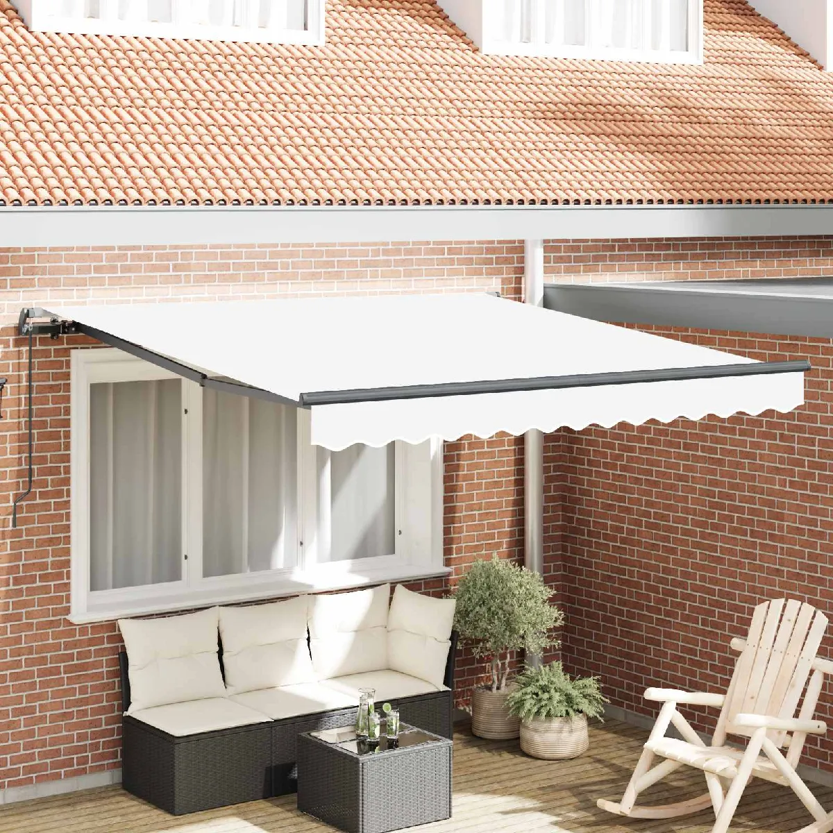 vidaXL Auvent rétractable Blanc 300 x 250 cm Polyester et Aluminium