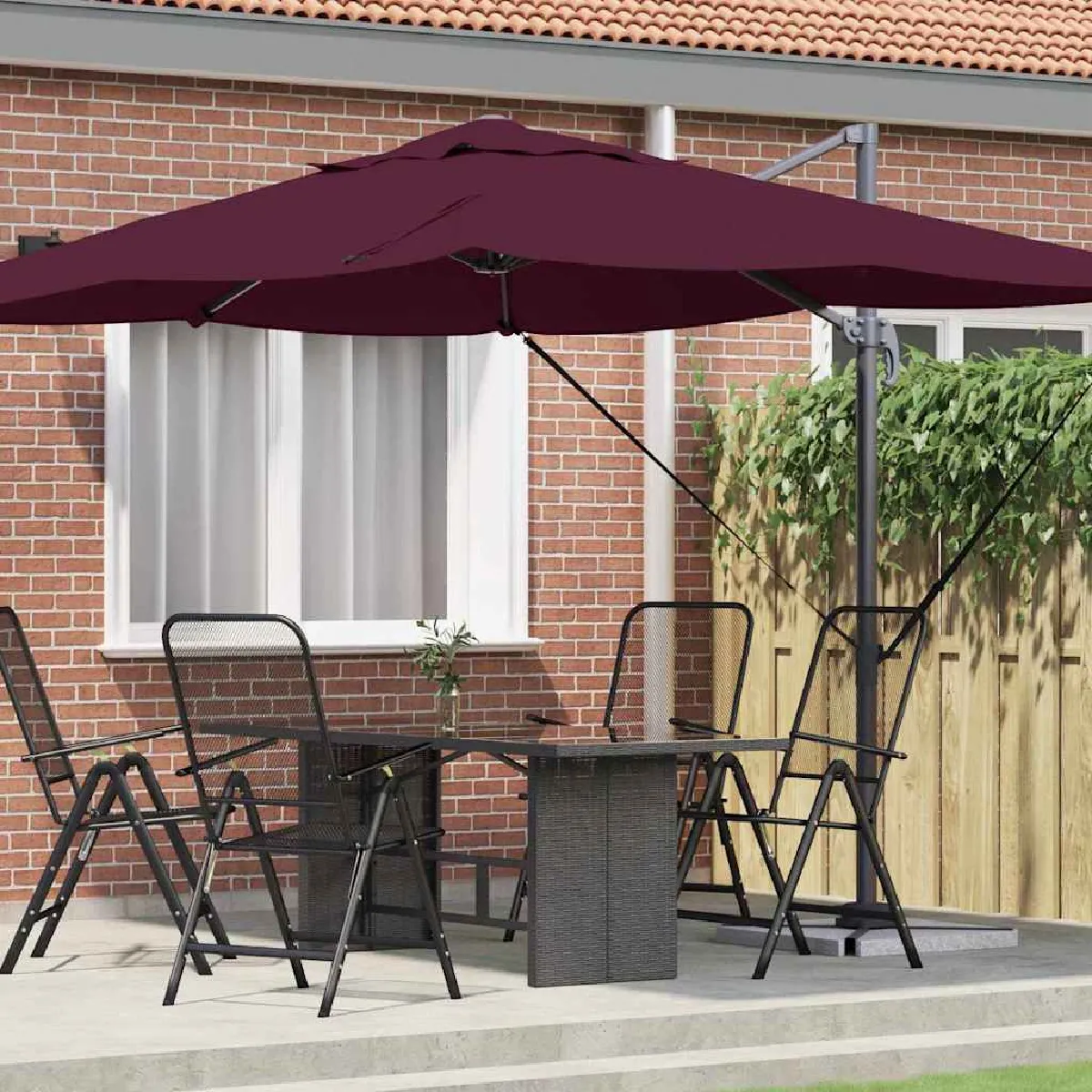 vidaXL Parasol Déporté Sable Polyester Grand Inclinable - vue 3