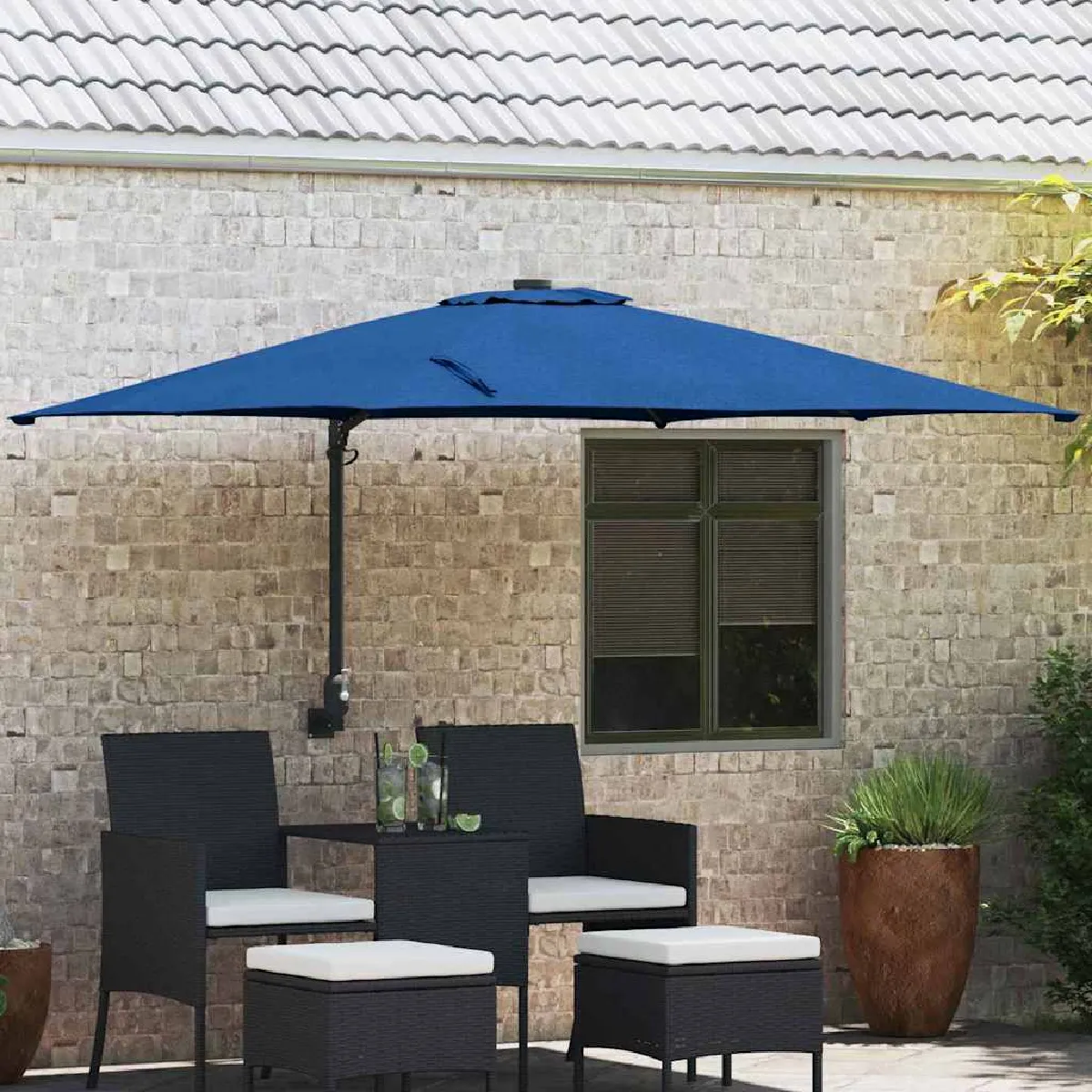 vidaXL Parasol de patio Polyester Grand Inclinable - vue 5