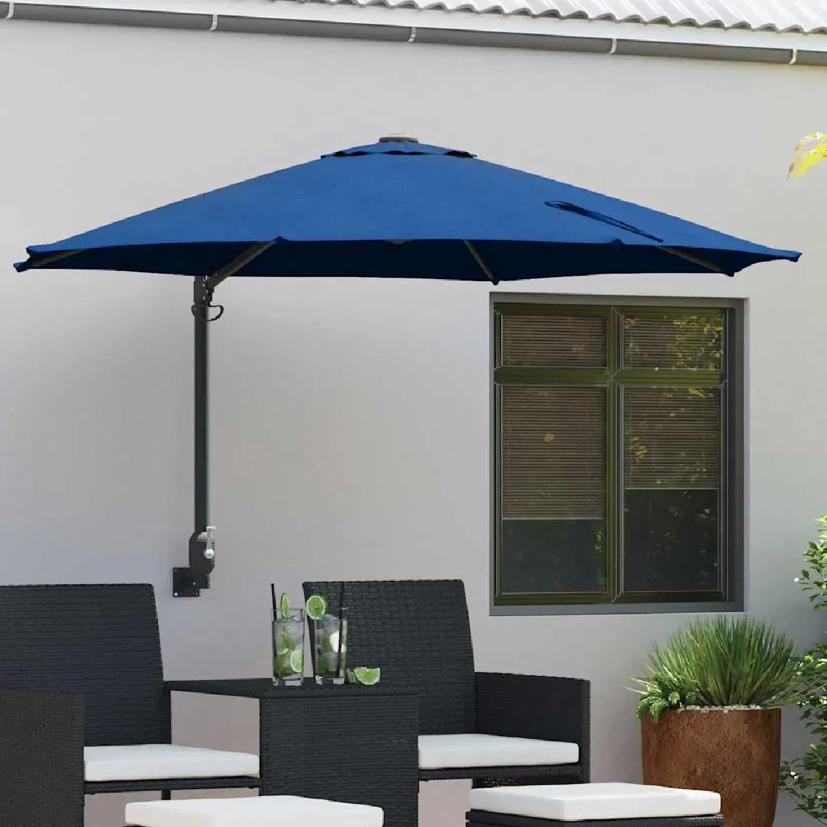 vidaXL Parasol de jardin Azur 248 x 248 x 148 cm Polyester et Acier