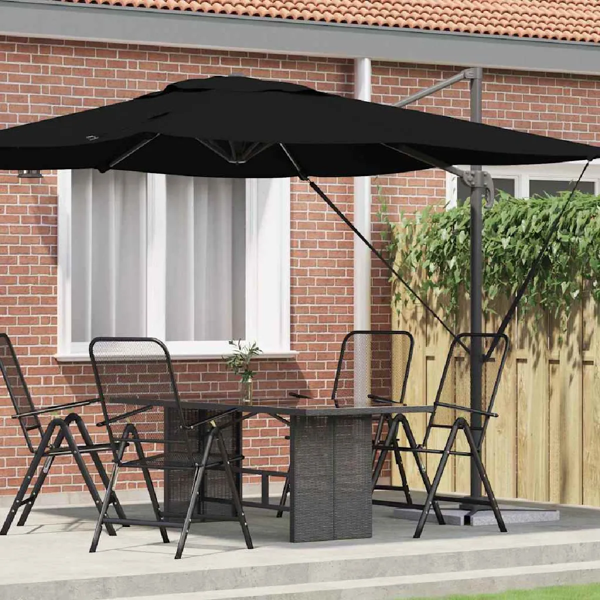 vidaXL Parasol de patio Sable Auvent en polyester 3m Hauteur réglable - vue 5