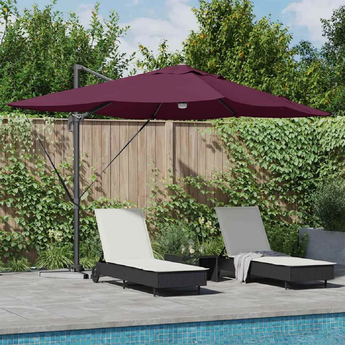 vidaXL Parasol Déporté Sable Polyester Grand Inclinable - vue 6