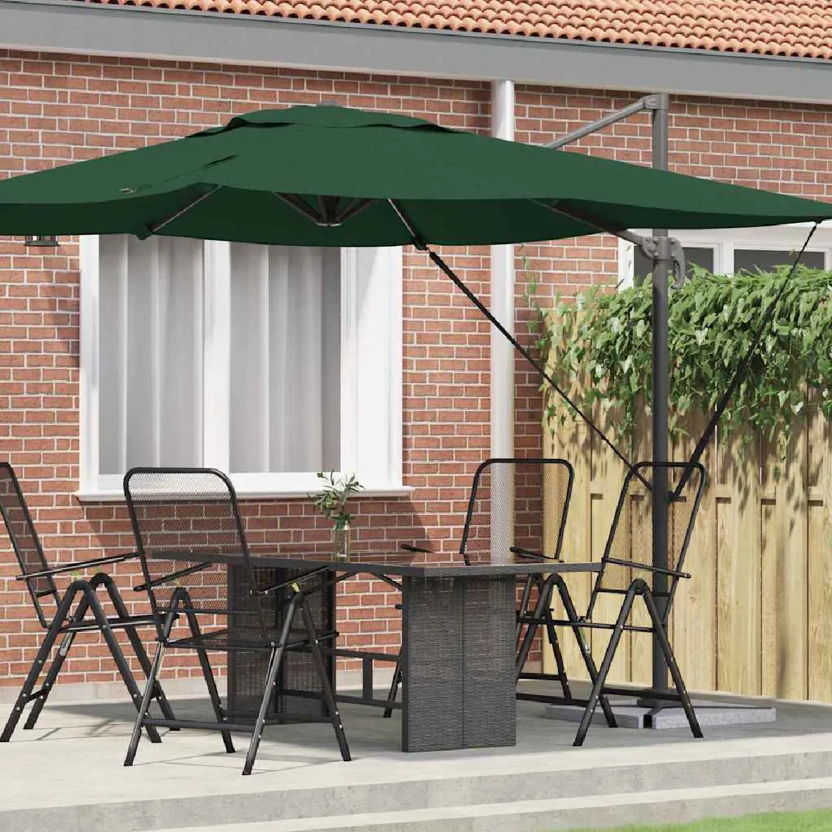 vidaXL Parasol de patio Sable Auvent en polyester 3m Hauteur réglable - vue 4