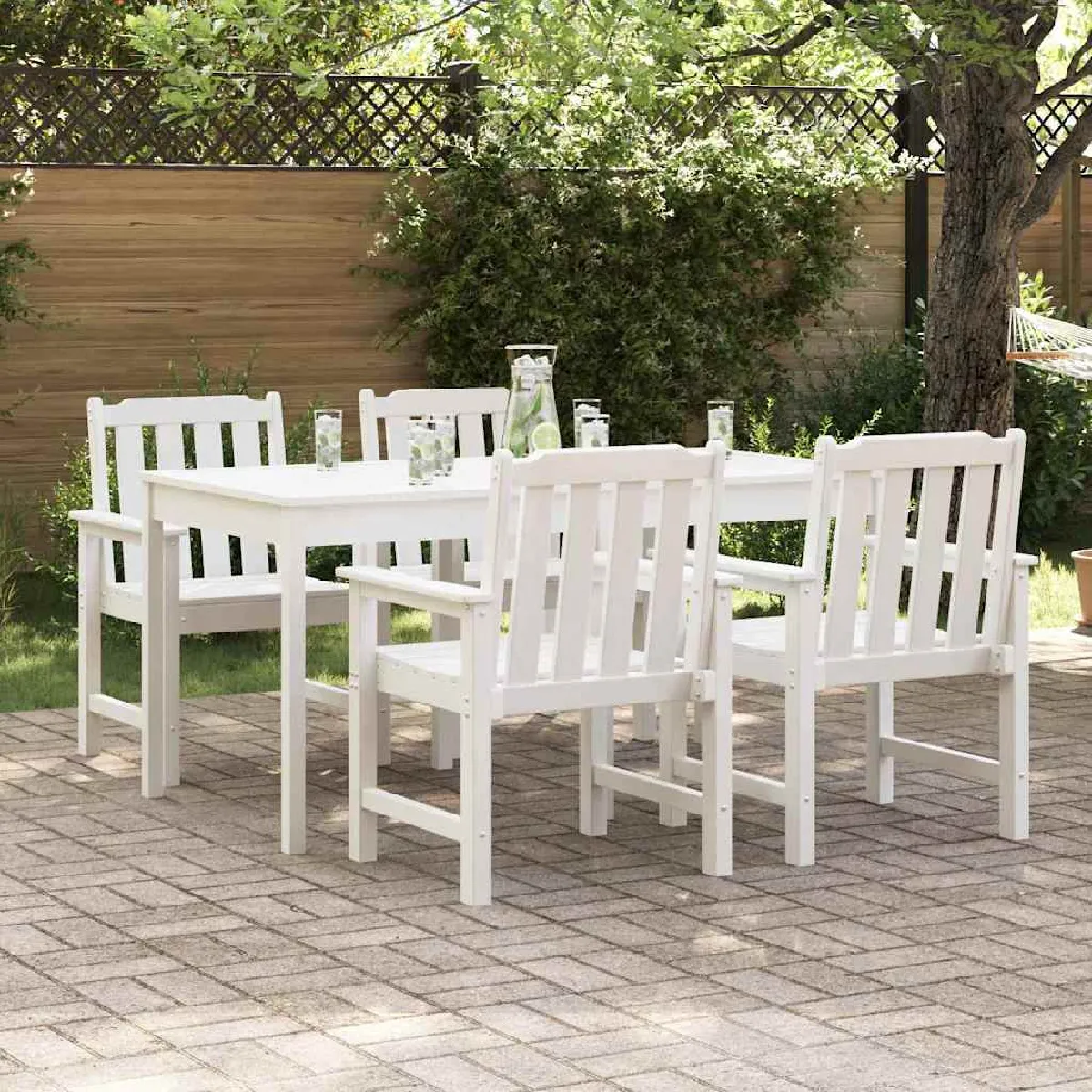 vidaXL Chaises de Jardin 4 pcs Blanches 65 5x55 5x88 cm HDPE Chaises de Jardin 2 pcs Blanches HDPE