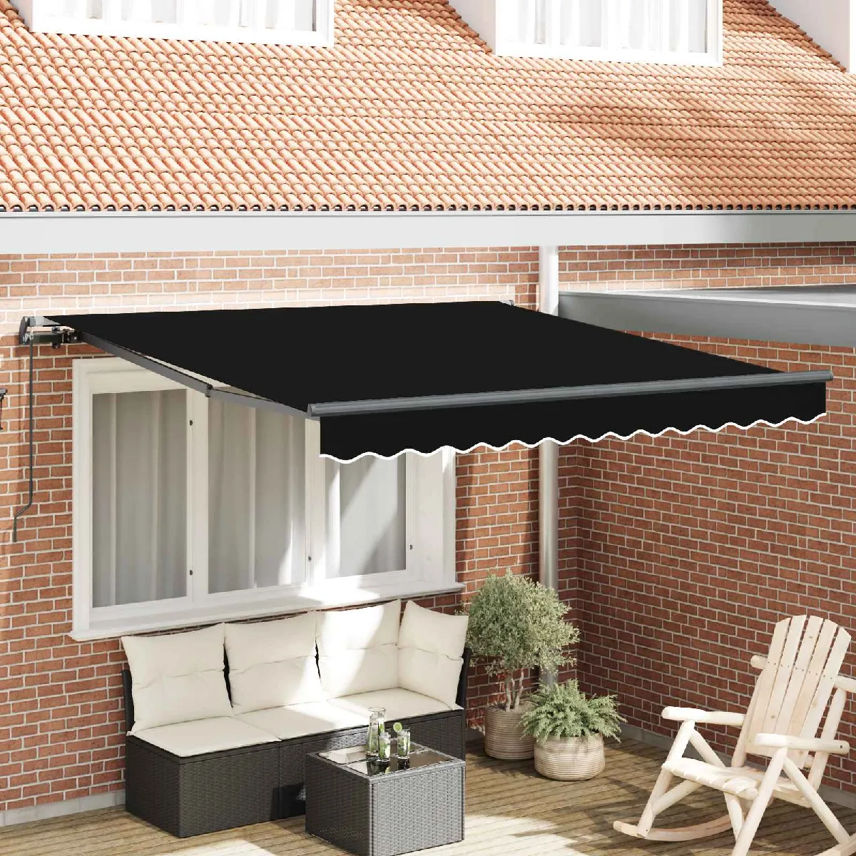vidaXL Auvent rétractable Noir 300 x 250 cm Polyester et Aluminium