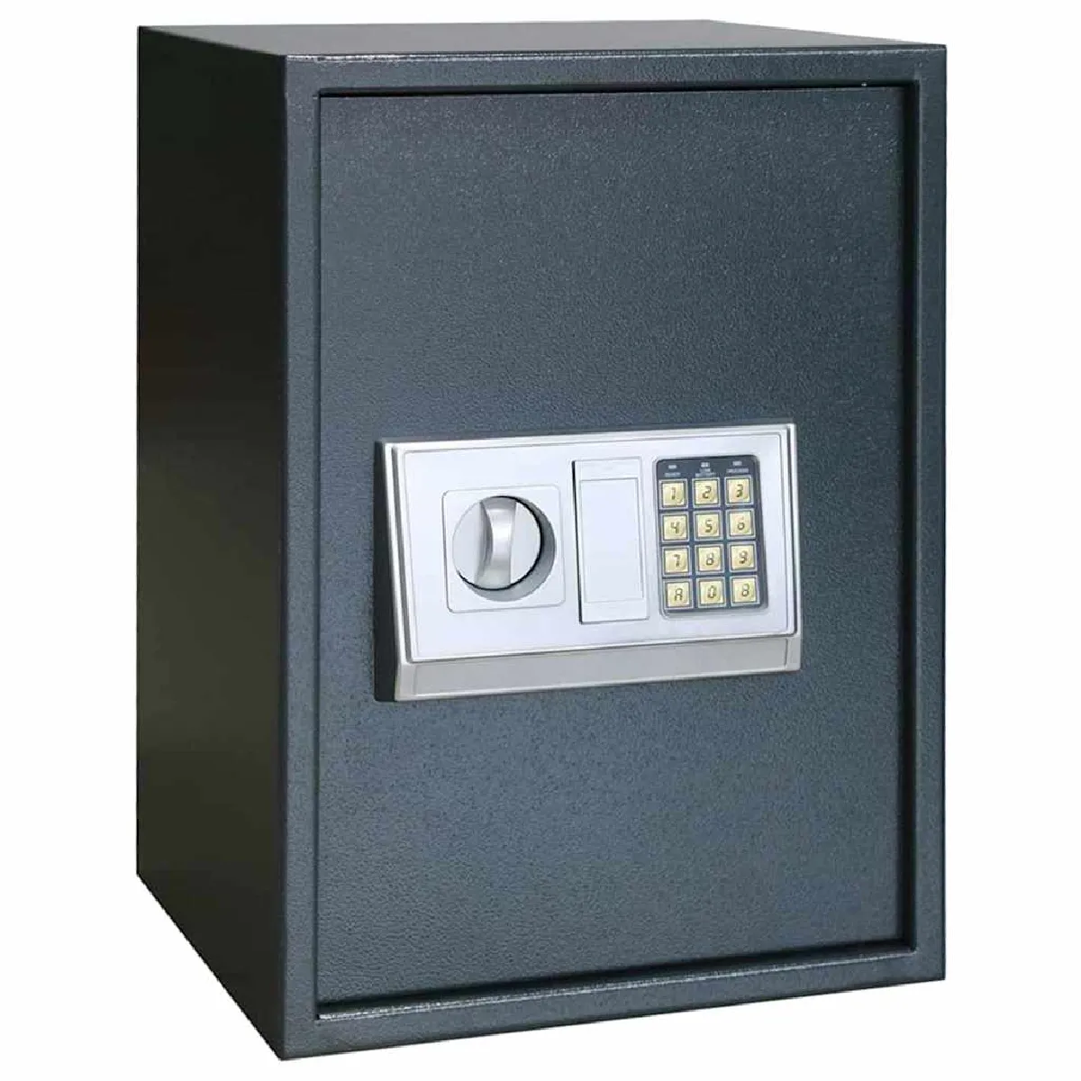 Coffre-Fort Électronique 16 L Acier Massif - Clavier Numérique + Clés De Secours - Gris - Fixation Mur/Sol