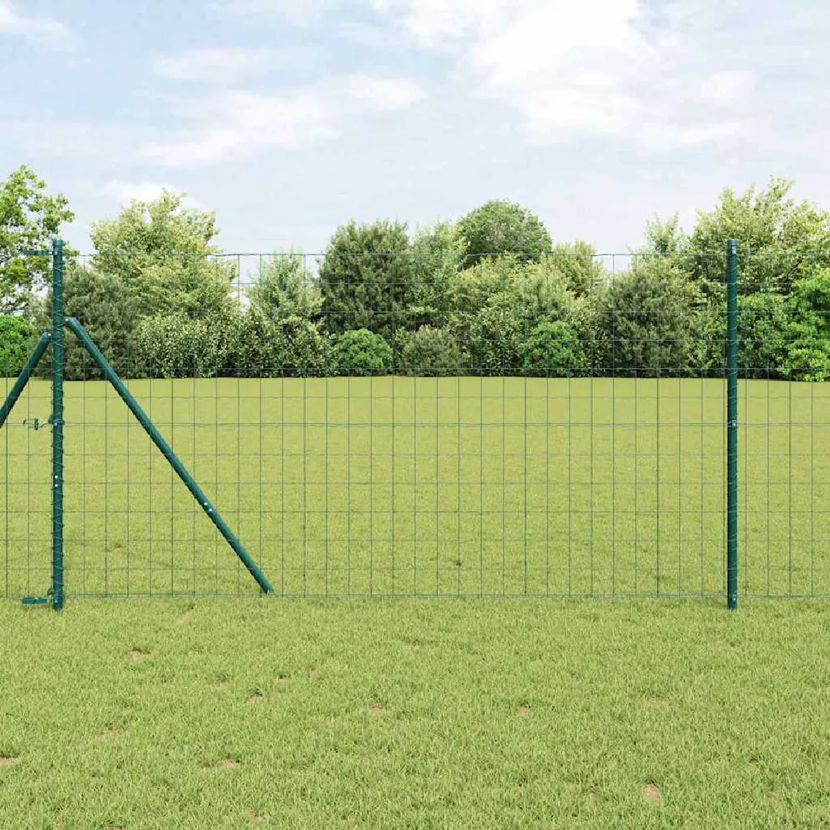 vidaXL Clôture avec poteau 1 x 25 Acier et PVC - vue 2