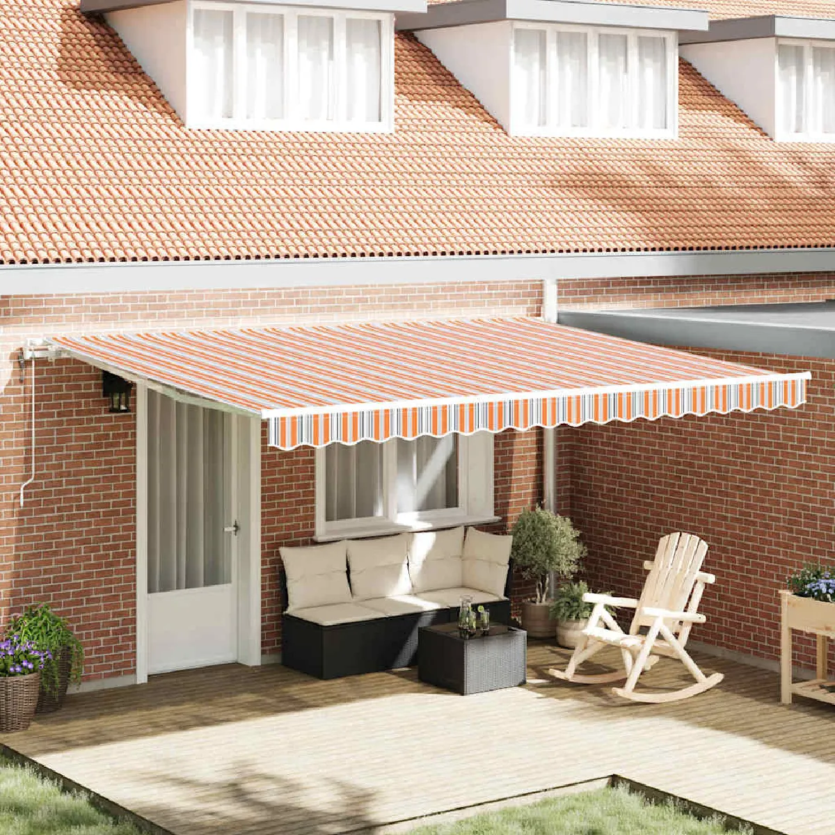 Vidaxl Auvent rétractable Multicolore 450 × 350 cm Tissu et Aluminium - vue 3