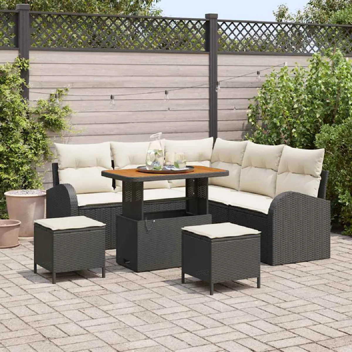 vidaXL Ensemble de canapé de jardin avec coussin 8 pcs et Crème - vue 5