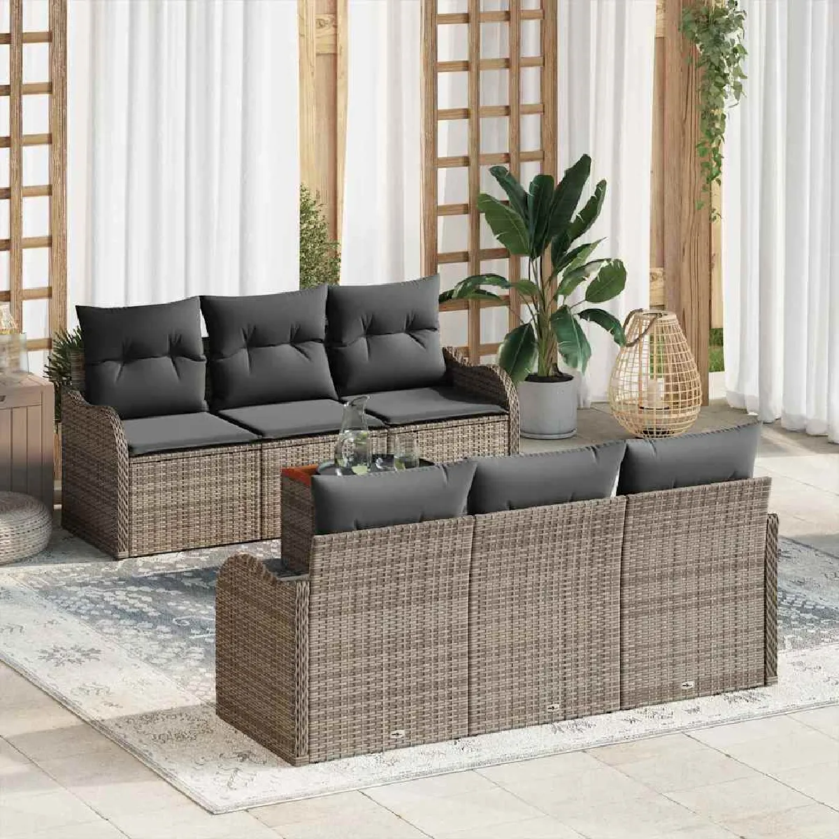 vidaXL Ensemble de canapé de jardin 7 pcs - vue 5