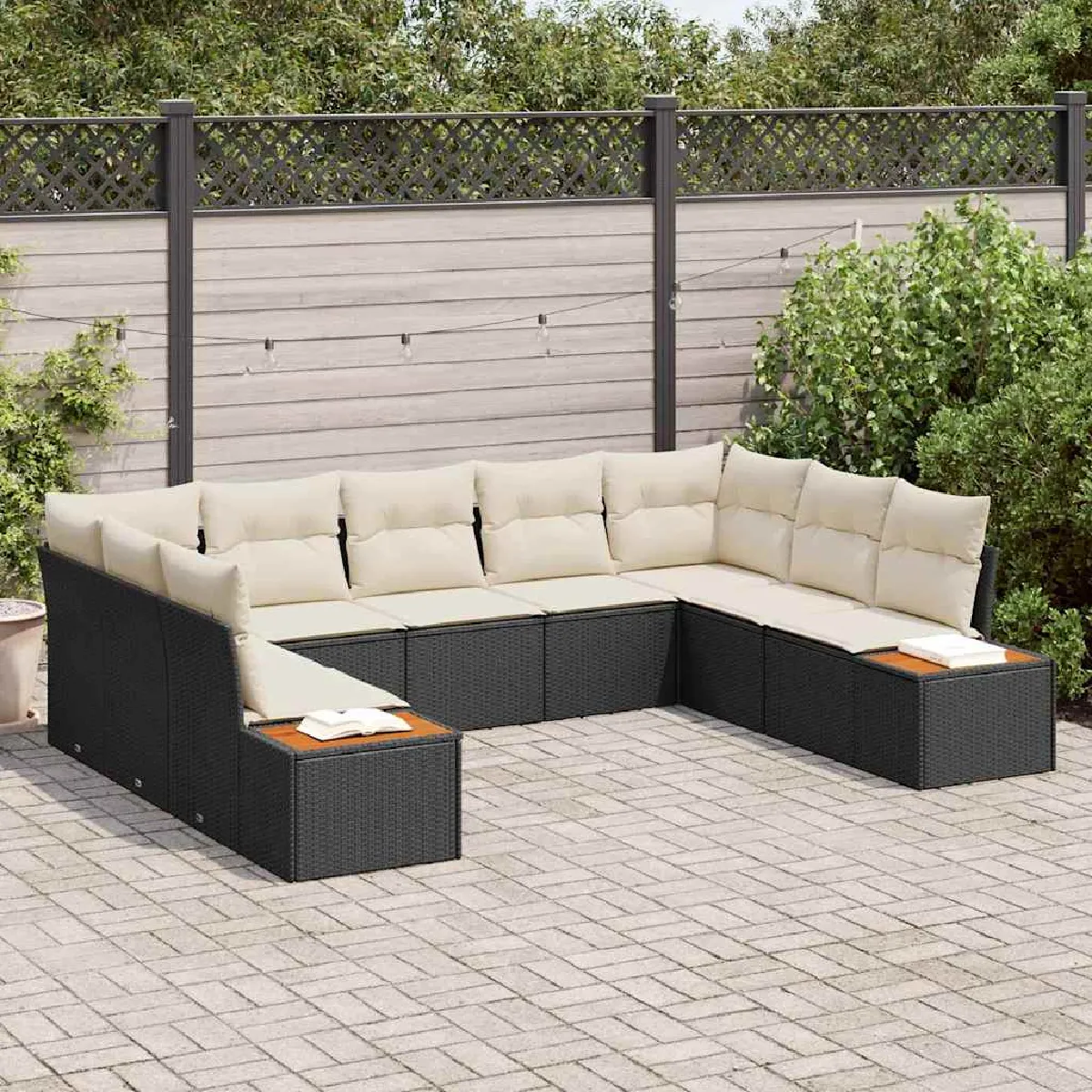 vidaXL Ensemble de canapé de jardin 5 pcs et crème Poly rotin - vue 2