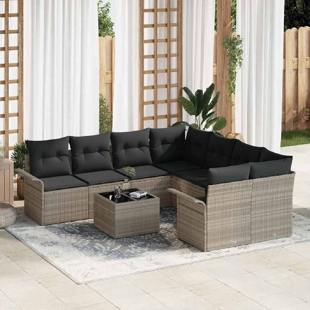 vidaXL Ensemble de canapé de jardin 9 pcs et - vue 9
