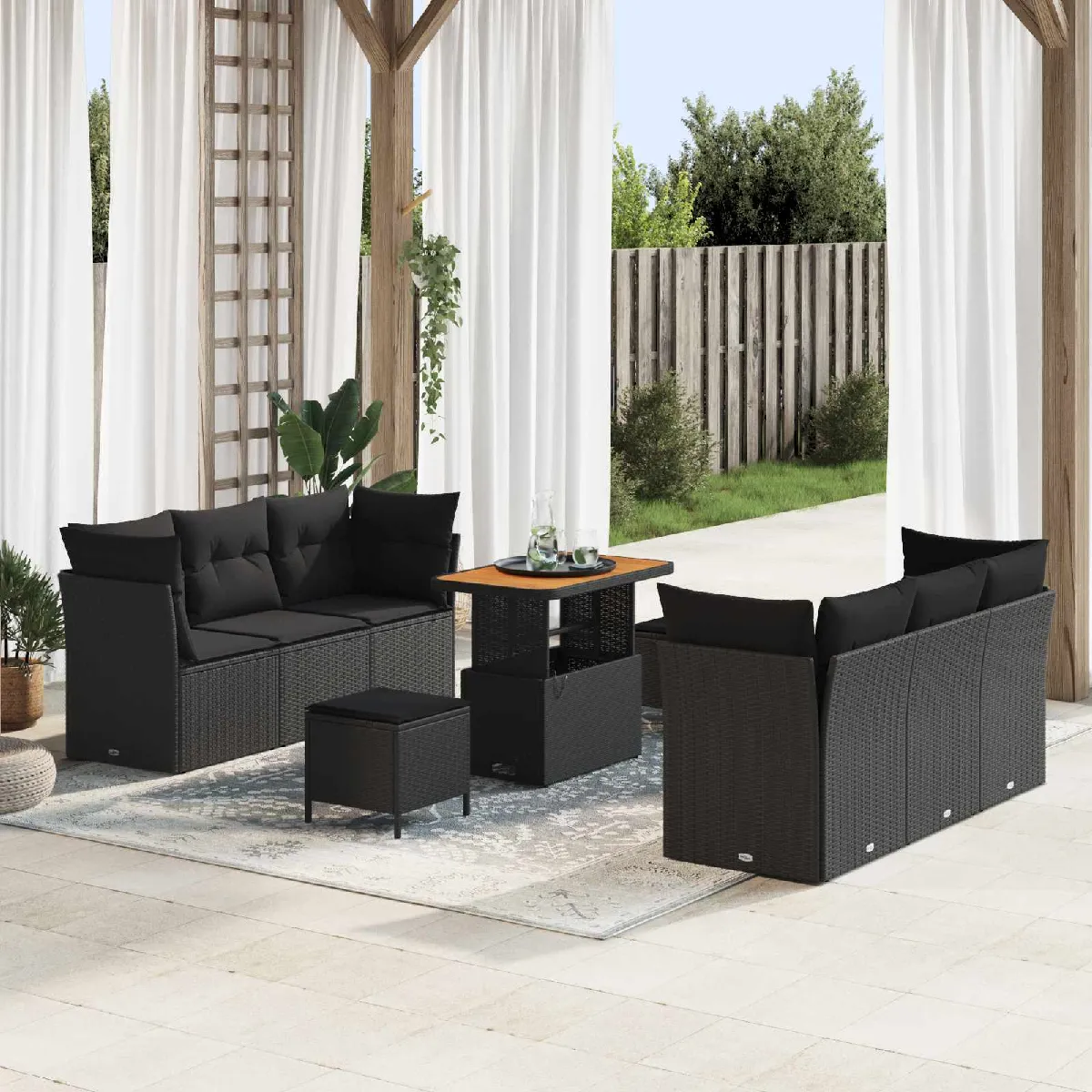 vidaXL Ensemble de canapé de jardin avec coussin 9 pcs polyrotin