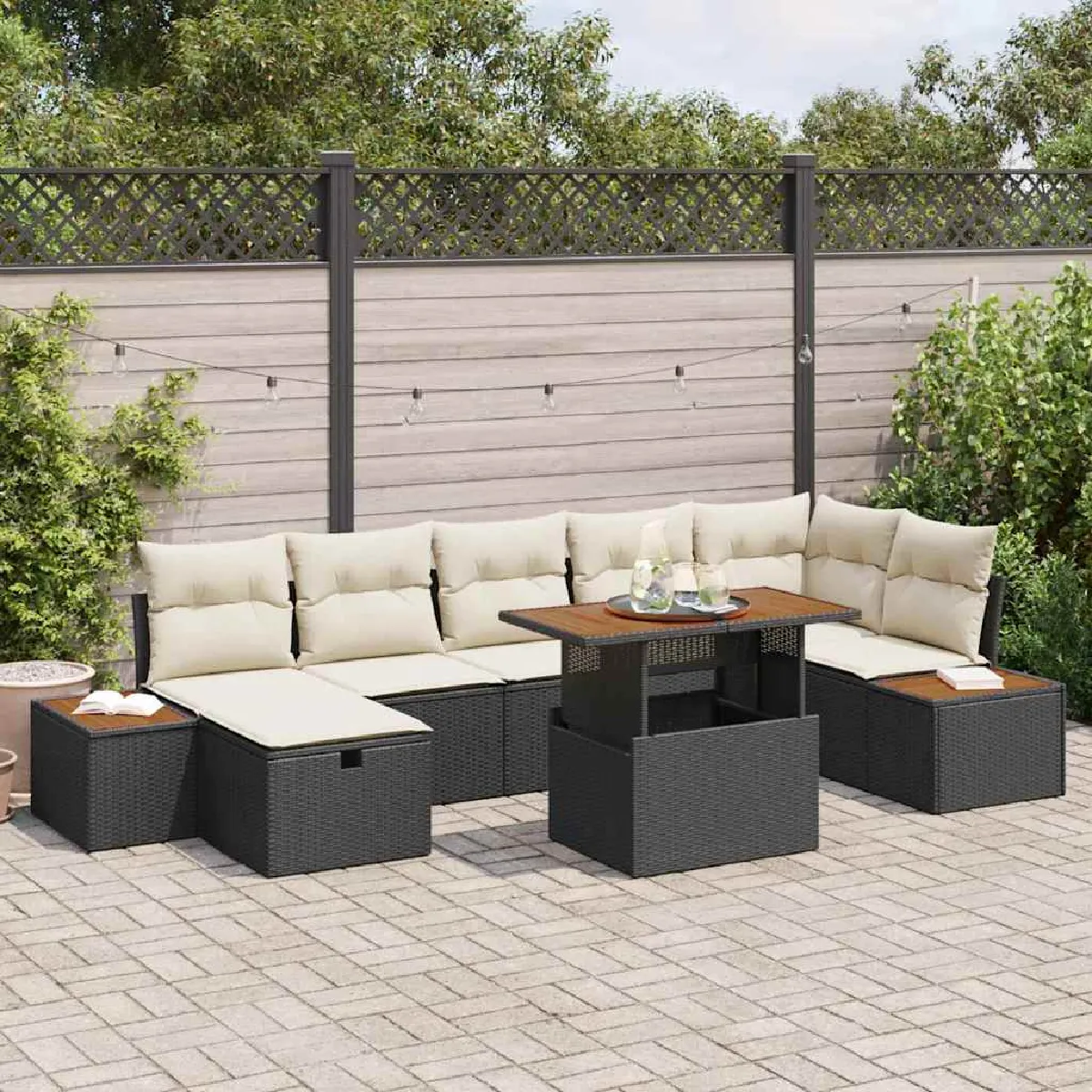 vidaXL Ensemble de canapé de jardin 8 pcs polyrotin - vue 6