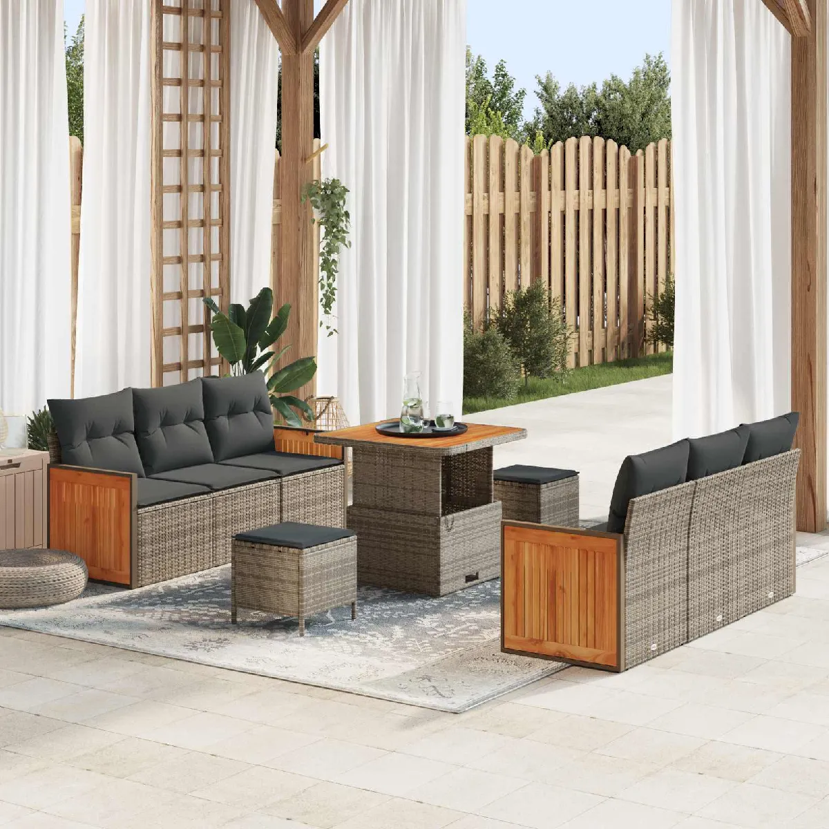 vidaXL Ensemble de canapé de jardin avec coussin 9 pcs - vue 3