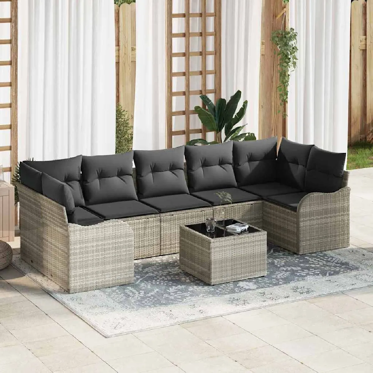 vidaXL Ensemble de canapé de jardin 8 pcs Gris clair et gris foncé