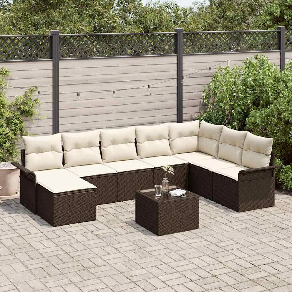 vidaXL Ensemble de canapé de jardin avec coussin 9 pcs Poly rotin - vue 3