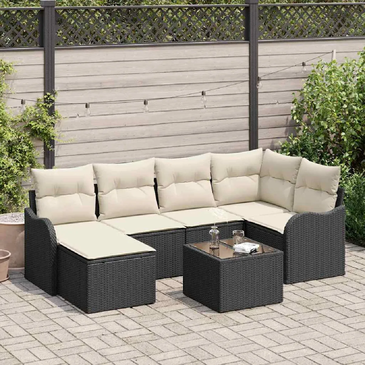 vidaXL Ensemble de canapé de jardin 7 pcs et Poly rotin - vue 8