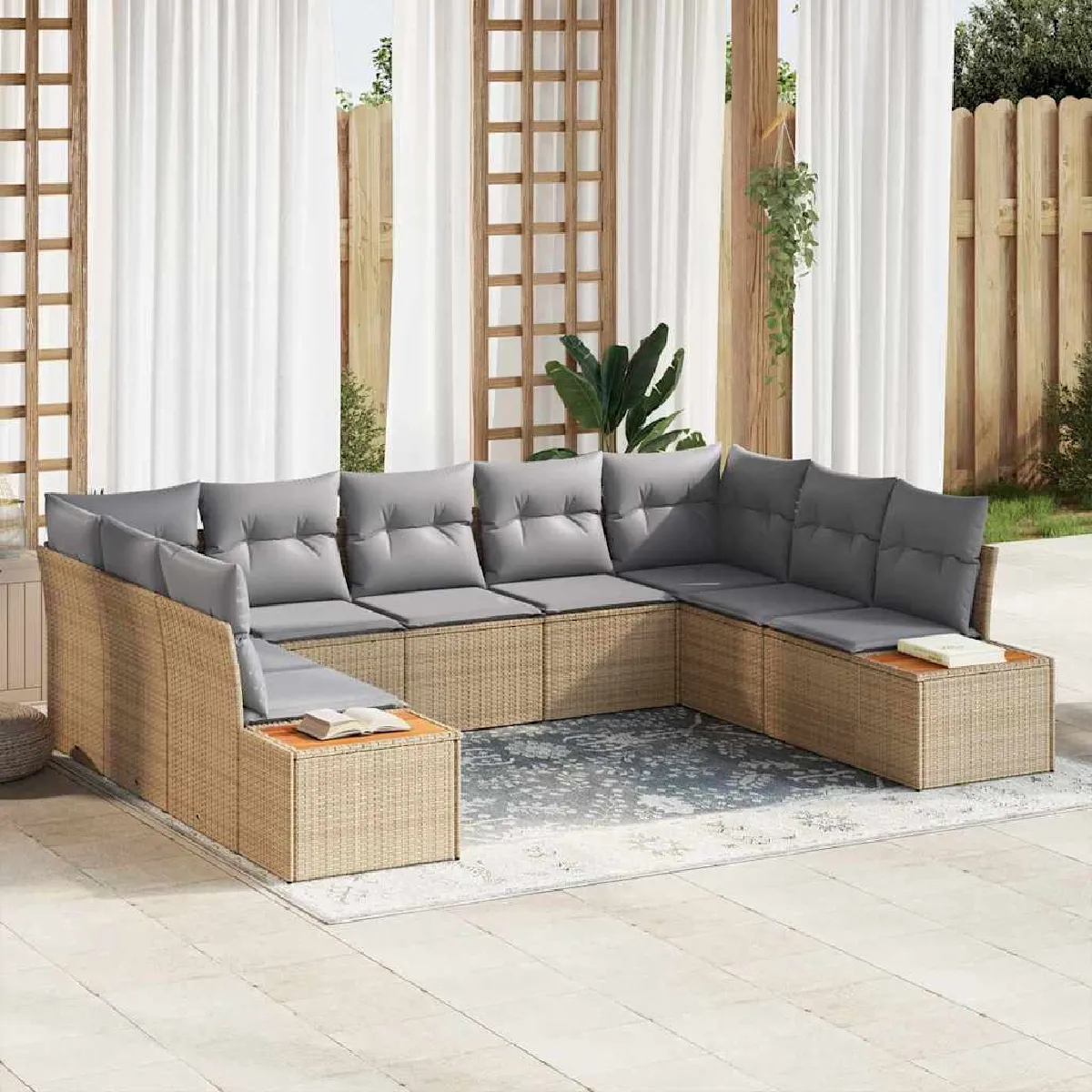 vidaXL Ensemble de canapé de jardin avec coussin 5 pcs et - vue 10