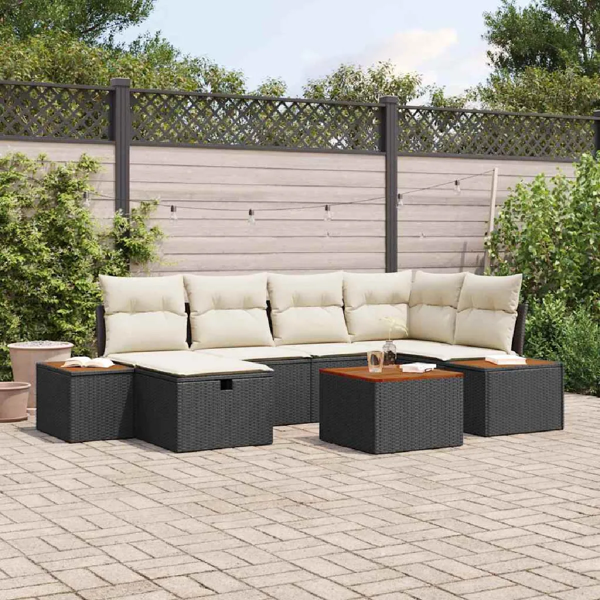 vidaXL Ensemble de canapé de jardin 7 pcs 55 x 62 x 69 cm - vue 3