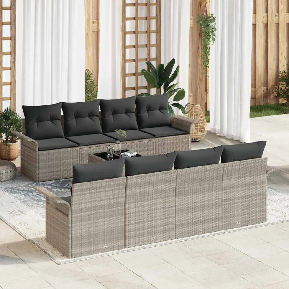 vidaXL Ensemble de canapé de jardin 9 pcs et - vue 2