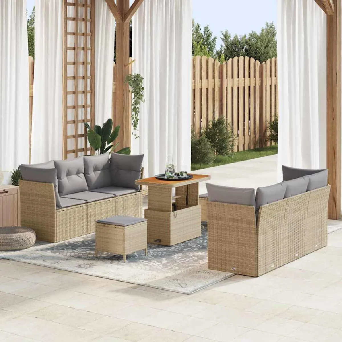 vidaXL Ensemble de canapé de jardin 9 pcs et - vue 8