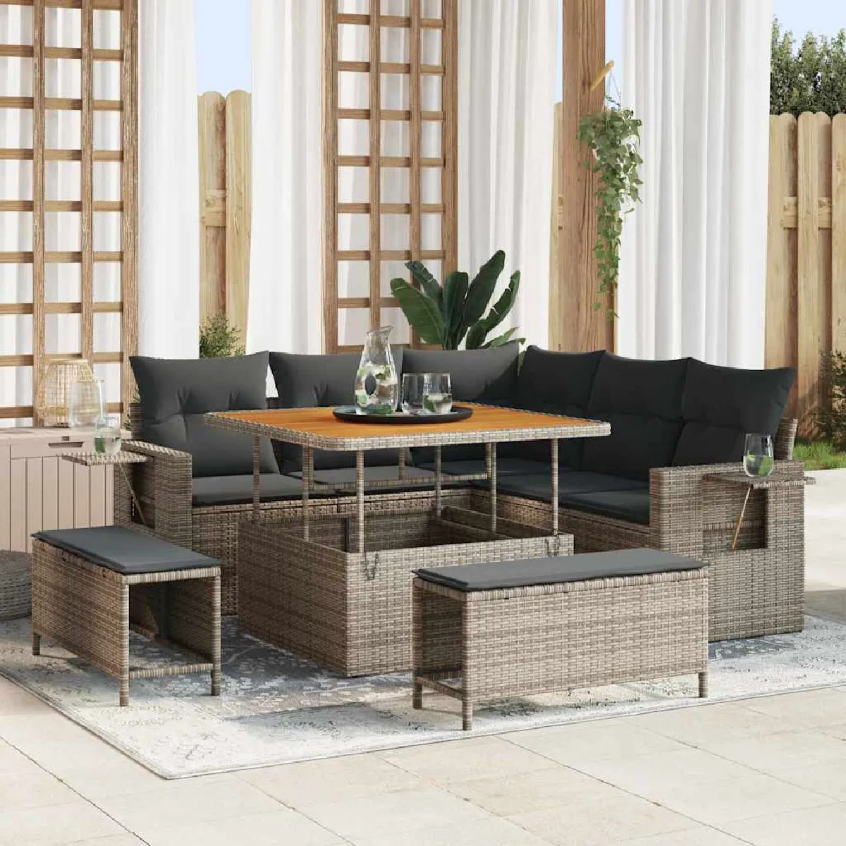 vidaXL Ensemble de canapé de jardin 6 pcs Poly Rattan - vue 4