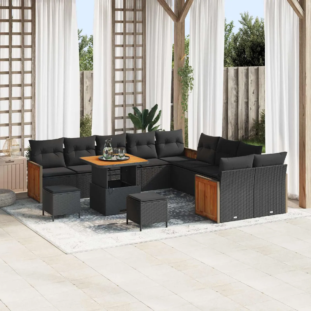 vidaXL Ensemble de canapé de jardin avec coussin 17 pcs polyrotin - vue 2