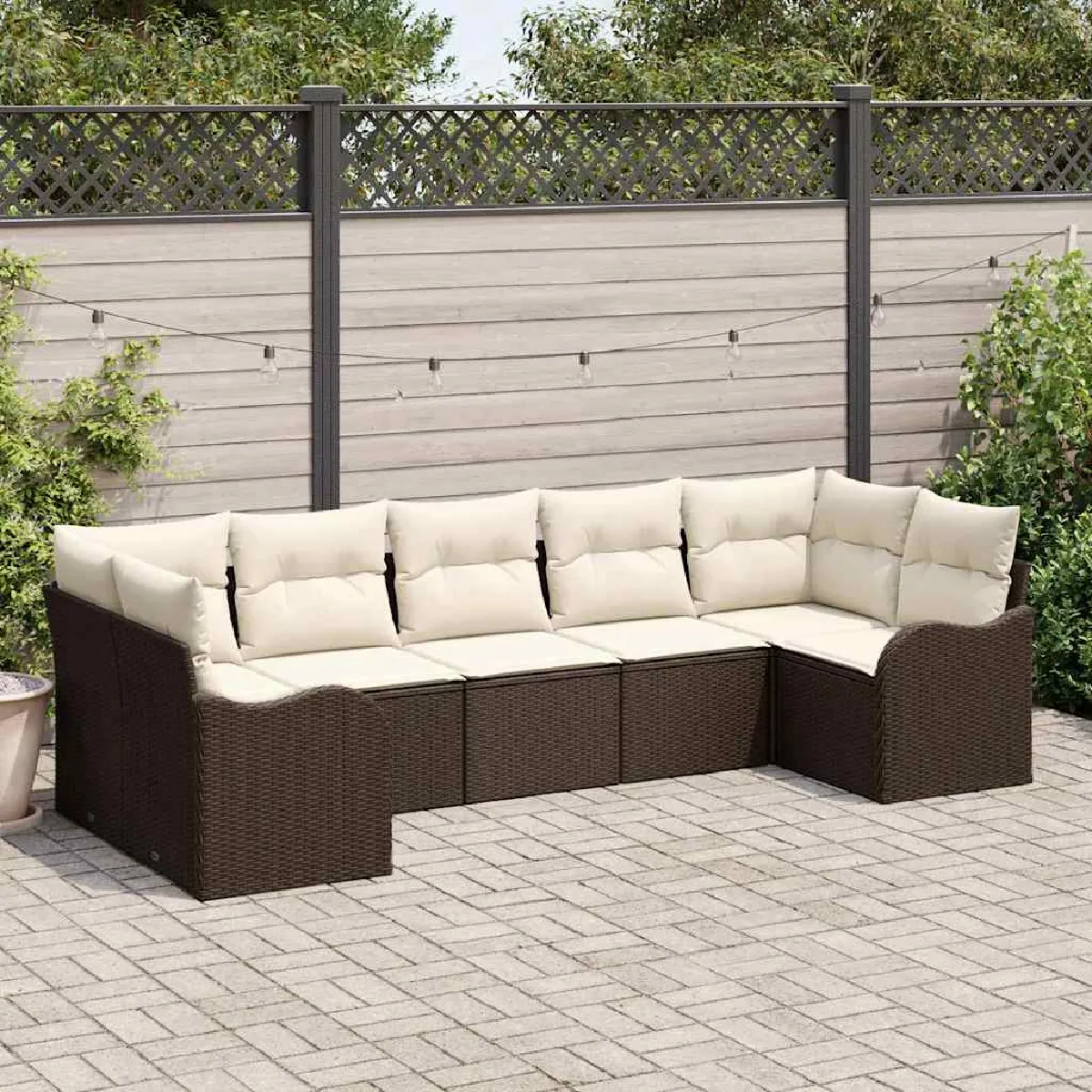 vidaXL Ensemble de canapé de jardin 7 pcs et Poly rotin - vue 7