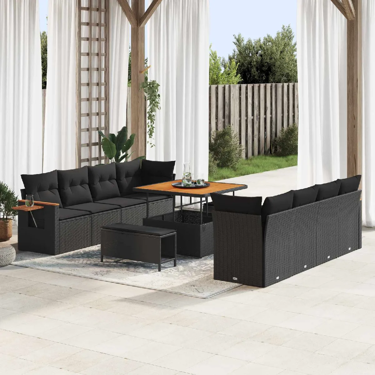 vidaXL - Ensemble de canapé de jardin - 11 pièces - Noir - Image 3