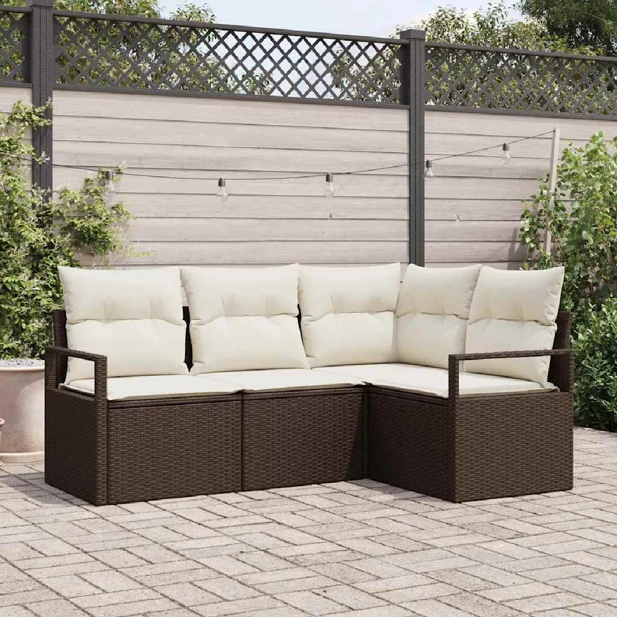 vidaXL Ensemble de canapé de jardin avec coussin 4 pcs et Crème