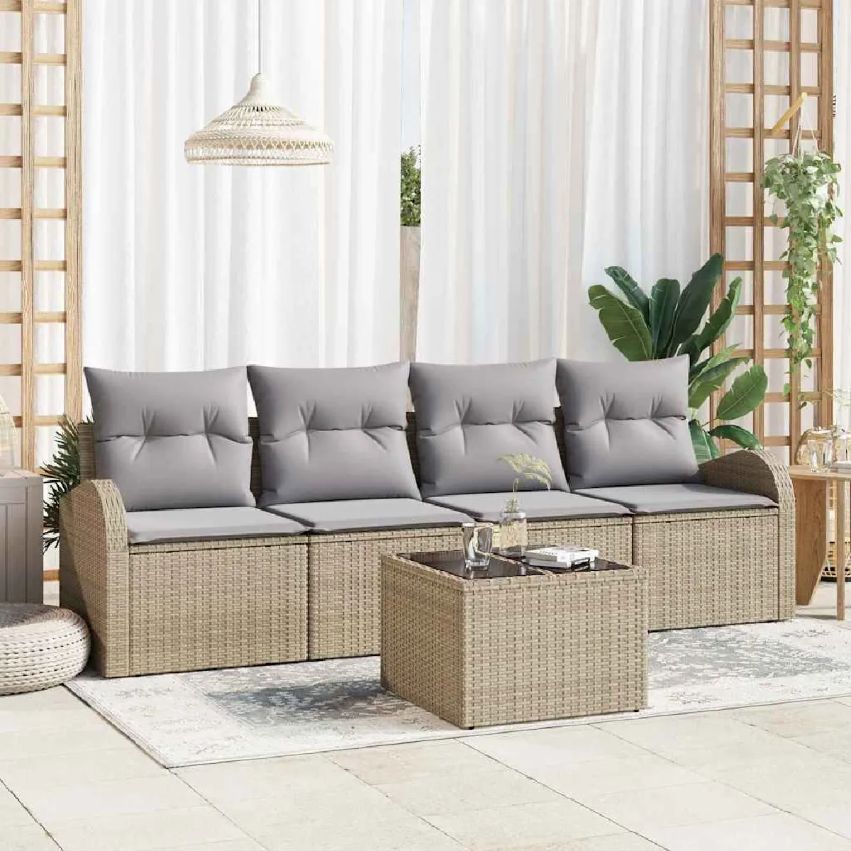 vidaXL Ensemble de canapé de jardin avec coussin 5 pcs et