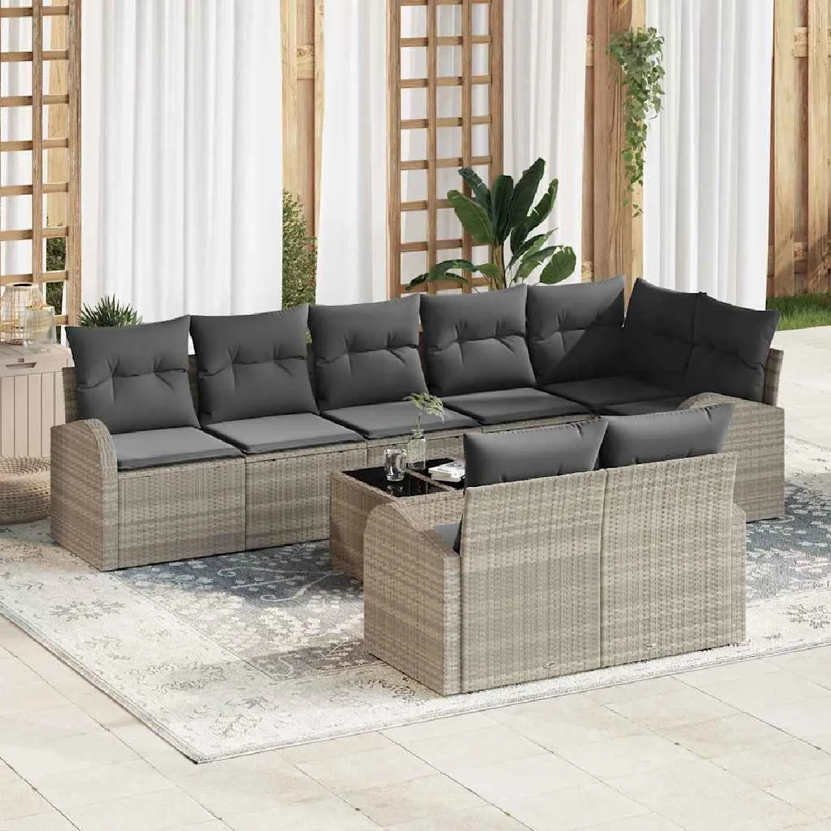 vidaXL Ensemble de canapé de jardin 9 pcs polyrotin - vue 7